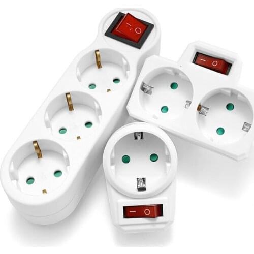 16A 250V European Standard Power Strip EU Socket Power Adapter Extended Socket 4.8mm German Power Extension Plug Converter