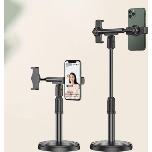 Phone Holder Universal Multifunctional Desk Mobile Phone Mount with Double Clips for Livestreaming