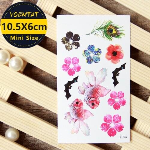 1 piece Waterproof Temporary Tattoo Sticker goldfish Cherry blossoms tattoo Water Transfer fake tattoo flash tattoo for girl