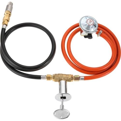 27mm 37Mbar Clip On Gas Bottle Regulator Propane Fire Pit Valve Hose Assembly 90K BTU Regulator System Kit