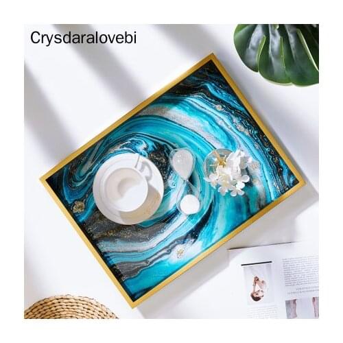 Mirror Tray Rectangle Glass Rock Tray Fruit Snack Plate Cup and Coffee Table Decoration Storage Plate Household Living Room