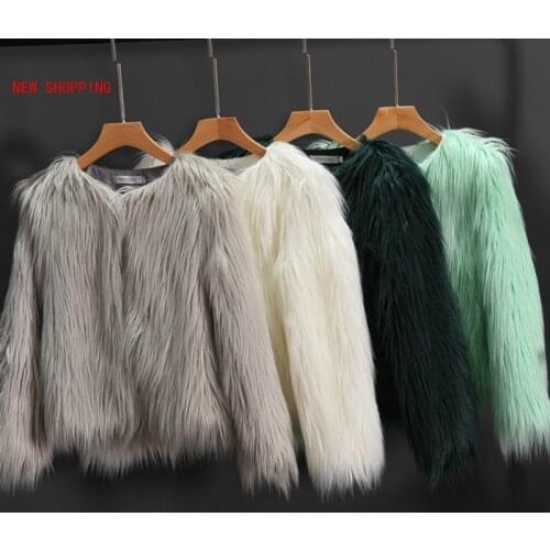 Female Jacket Fur Autumn Winter Shaggy Outerwear Warm Faux Women Short Fur Coat Plus Size Black White Pink Plush Coats 5 Colors