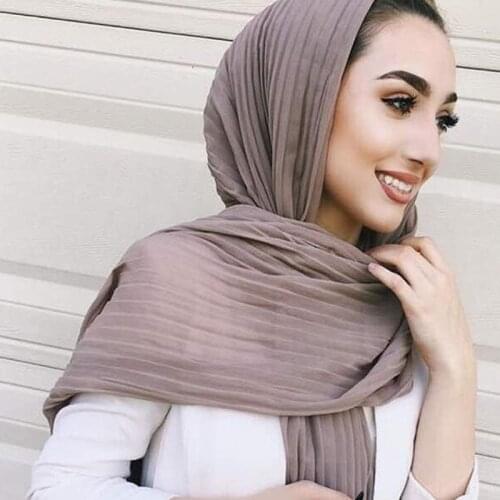 Pearl chiffon fold ethnic style womens headscarf 2020 Muslim crushed hot-selling thin breathable scarf female shawl hijab