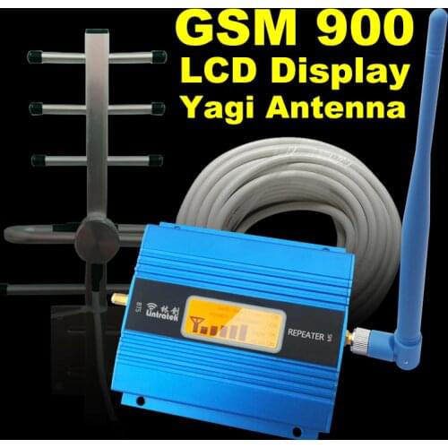 LCD Display 2G GSM 900Mhz Mobile Phone Cellular Signal Booster GSM 900 Signal Repeater Cell Phone Amplifier Antenna Set Home 41