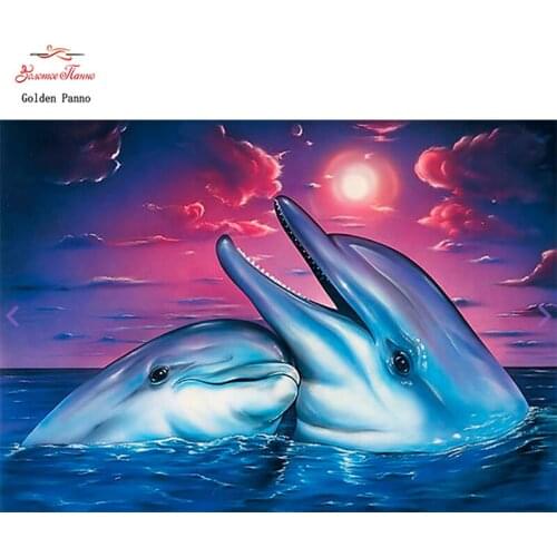 GOLDEN PANNO Diamond Painting Full Square 5D Diy Daimond Embroidery Diamant Mosaic Sale Displasy Broderie Diamant"Happy dolphin"