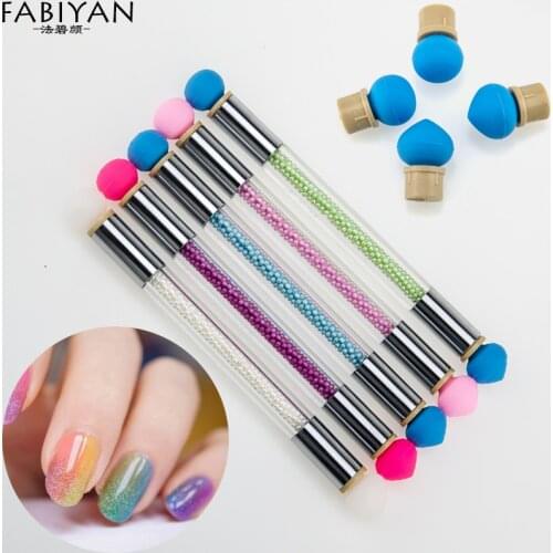 1PCS with 4 Double Silicone Heads Dual Nail Art Brush Dotting Shaping Painting Pen Gradient Color Blooming Bead Manicure Tools