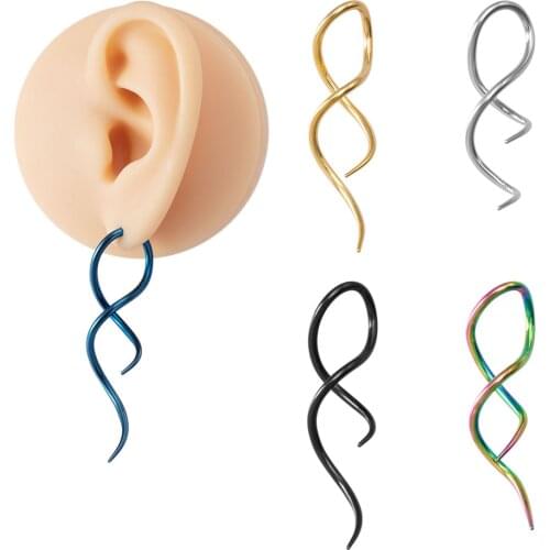 1PC Surgical Steel Ear Weights Hanger Swirl Twist Taper Earrings Hanging Loop 12G Earring Ear Plug Stretching Expander Piercing