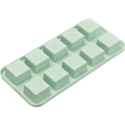 10 Small Square Silicone Ice Cube Tray Jelly Pudding Mold Chocolate DIY Cake Mold Soap Mold Biscuit Muffin Cup Baking Tool