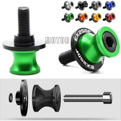 10MM CNC Swingarm Sliders Spools For Kawasaki EX 250 F Swing Arm Stand Screws Slider For EX250F EX250 F EX 250F Stand Paddock