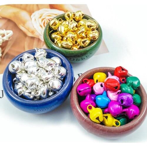 100Pcs 6mm Bright Color Christmas Bells Festival Party Decoration Metal Wind Chime Making Decorated Bell DIY Crafts Accessories
