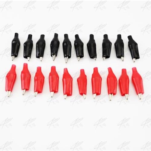 20 Pcs Black Red Soft Plastic Coated Testing Probe Alligator Clips Crocodile Test Clip Leads electrical equipment supplies