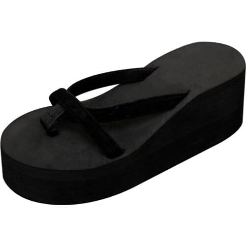 2020 Women Slippers Fashion Summer High Heel Slippers Beach Flops Slipper Platform Beach Shoes Sandals Non-slip Feet
