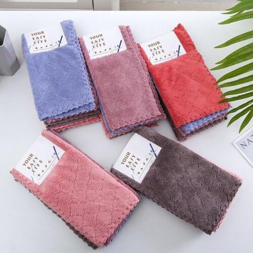 5pcs/lot Cheaper Towel Set Absorbent Microfiber Kitchen Dish Cloth Non-stick Oil Household Cleaning Wiping Towel Kichen Tools