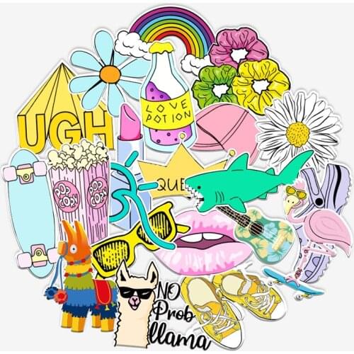 50 Pcs Cartoon Funny Stickers Outdoor Girl Cute Animals Waterproof Decals For Kids DIY Skateboard Laptop Luggage Car Fridge