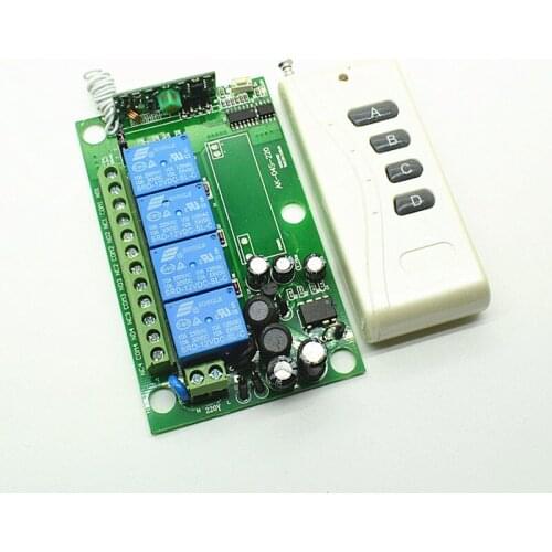 AC 85V~250V 110V 220V Wide Voltage 4CH remote control switch remote wireless remote control switch load pump motor controller