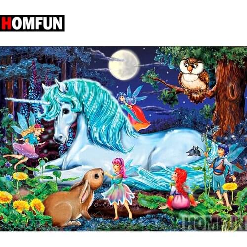 HOMFUN Full Square/Round Drill 5D DIY Diamond Painting "Girl horse owl" Embroidery Cross Stitch 3D Home Decor Gift A12135