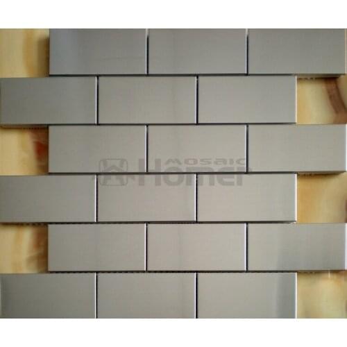 Free shipping, 46x98mm stainless steel metal mosaic tile ,silver color metal mosaic subway pattern for bathroom wall tiles