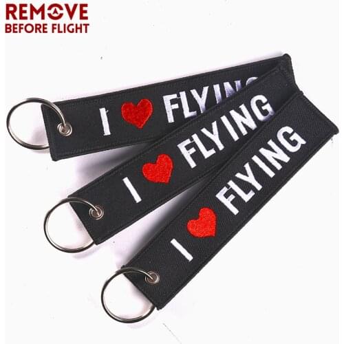 3 PCS/Lot Motorcycle Keychain I LOVE FLYING Key Ring OEM Keychain Fashion Jewelry Safety Label Embroidery Chain Aviation Gifts
