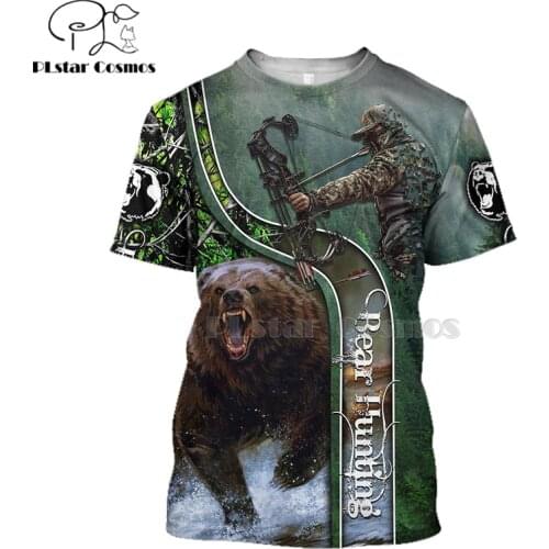 Men for women 3D Printed t shirts bear hunting t-shirt tees shorts sleeve Apparel big black bear Bow hip hop summer style-2