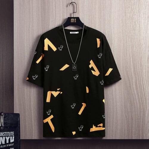 Summer New Casual Tshirts Men Pattern Printed Tops Tees Shirts Mens Cotton Oversized Hip Hop Streetwear T-shirt O-Neck Clothing