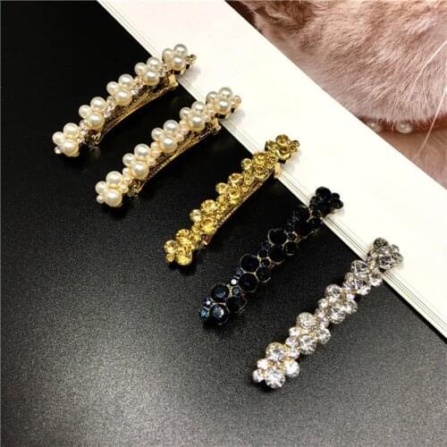 Hot Sale Optional Colors Korean Crystal Pearl Elegant Women Barrettes Hair Clip Hairgrips Hairpin Girls Hair Accessories