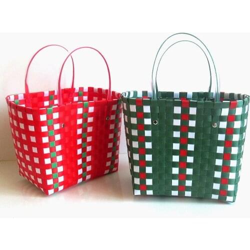 Vegetable Basket Handbags For Women 2021 Designer Luxury Straw Woven Shoulder Bags Fashion Beach Bag Checkered Shopping Baskets