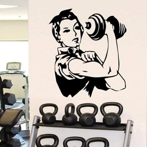 Hot Gym Girl Wall Sticker Pvc Wall Stickers Wall Art Wall Paper For Home Decor Living Room Bedroom Mural Custom