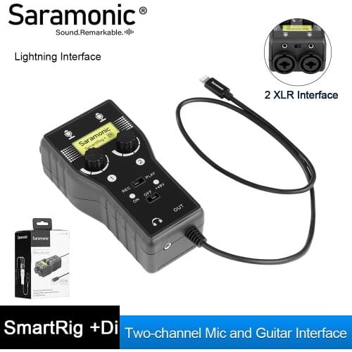 Saramonic SmartRig+ Di XLR Microphone & 6.3mm Guitar Interface with MFi Certified Lightning Connector for iPhone 7 7s 8 X