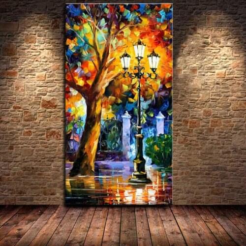 Mintura Large Hand painted Abstract Modern Wall Painting Rain Tree Road Palette Knife Oil Painting On Canvas Wall Art Home Decor