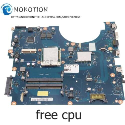 NOKOTION BA92-06381A BA41-01218A BA41-01219A BA41-01220A For Samsung NP-R730 R730 17.3 inch Laptop Motherboard HM55 free cpu