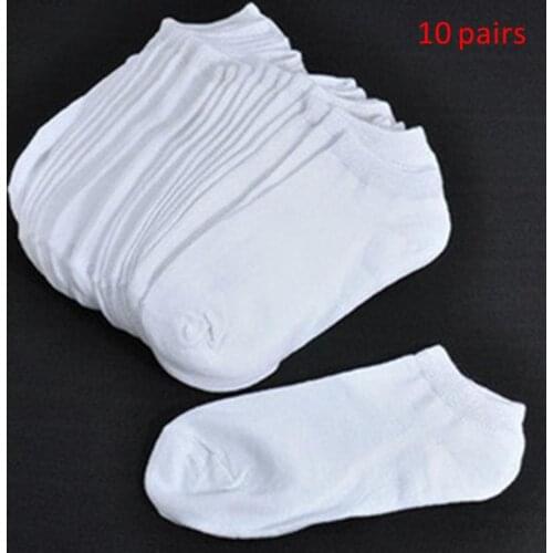 10 Pairs Womens Short Socks Unisex Solid Black/White/Gray Low Cut Ankle Sock Unisex Comfortable Girl Simple Cotton Socks Female