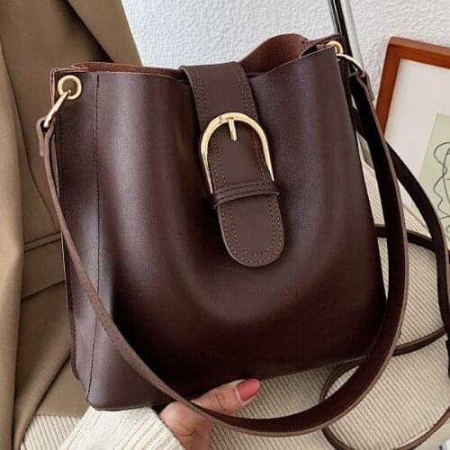 2021Autumn And Winter New Ladies Bags Daily Shoulder Bag Soft Surface PU Handbag Casual Shopping Bags Bucket Bag