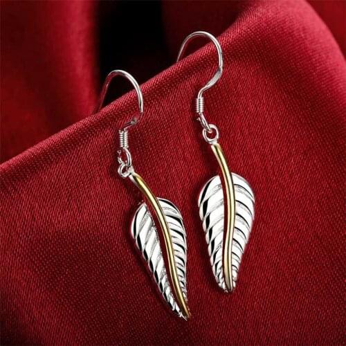 New Arrival 925 Sliver Feather Earrings Fashion Earrings Beautiful Delicate Earrings For Super Women Charm Jewlery Gift