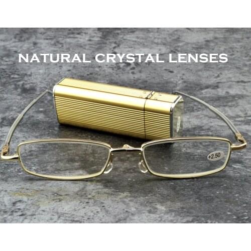Glasses Material Lenses Foldable Antenna Reading Glasses with Golden Case +0.75 +1 +1.5 +1.75 +2 +2.25 +2.5 +2.75 +3 +3.5 +4