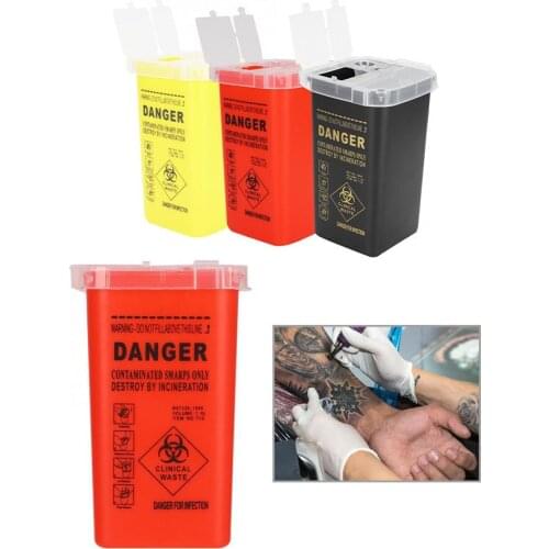 1L Plastic Disposable Tattoo Needle Tips Container Blade Cutter Collector Waste Box Buckets Barrels Microblading Tattoo Supply