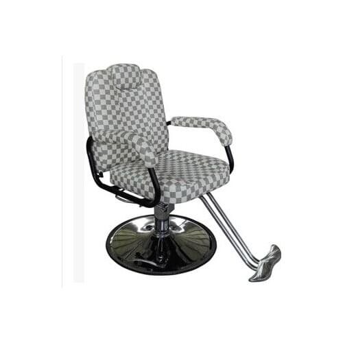 Hair salon barber chair. Hairdressing chair. Put down the barber chair