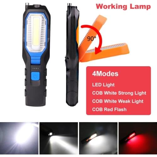 10W Home High Power Portable COB Flashlights Rechargeable Shock Resistant Led Torch Two Colors Handy Hook Magnet Car Maintenance