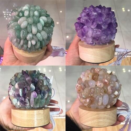 Natural Crystal Amethyst Dongling jade lamp reiki healing chakra energy mineral raw gemstones as gifts for Halloween gifts