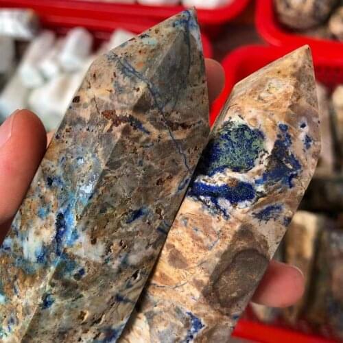 Rare Natural Crystal Point Wand And Blue Ore.Spiritual Healing Minerals.Decorations For Rooms, Offices, Aquariums.Gift