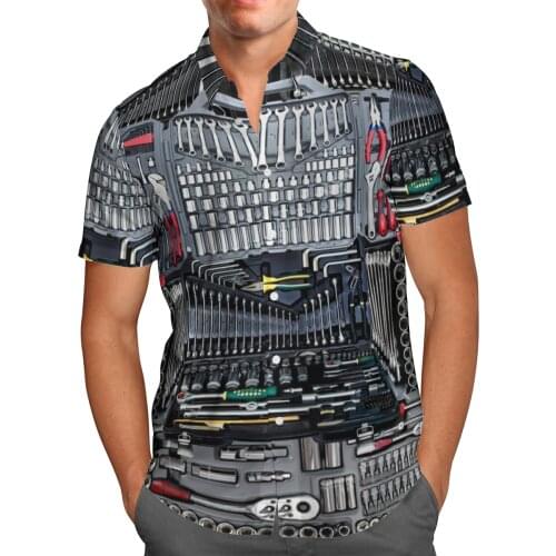Mechanical Tools Hawaii Shirt 3D Printed Men Summer Fashion Short Sleeve Shirts Beach Mens Shirts Oversize Camisa Masculina 5XL