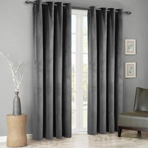 Grey Solid Blackout Living Room Curtains Modern Velvet Curtains Drapes for The Bedroom Window Door Home Decor Curtain