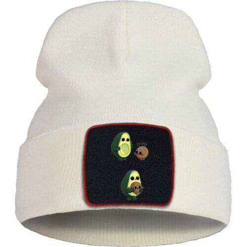 Naughty Avocado Harajuku Prints 2020 Unisex Cap Cartoon Warm Winter Caps Solid Color Simple Knitted Caps Creative Quality Cap