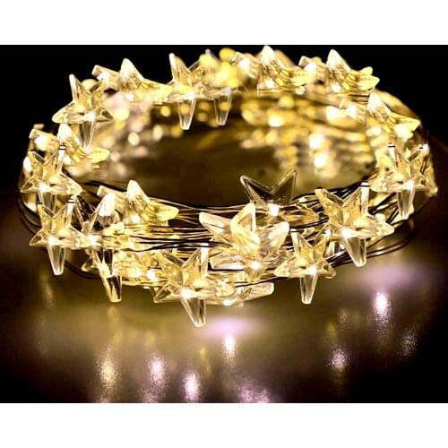 10Pcs/lot Star String Lights Battery Powered LED Copper Wire Fairy Light Christmas Wedding Holiday Party Garden Decoration Light