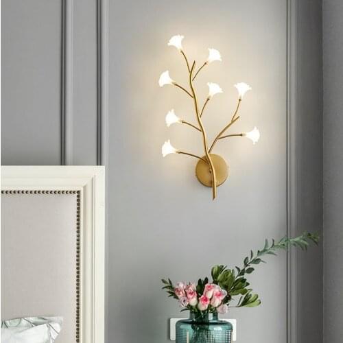 Nordic Magic Bean Golden Led Wall Light Tree Shape Design Decoration for Living Room Corridor Aisle Metal Sconce Lamp Fixtures