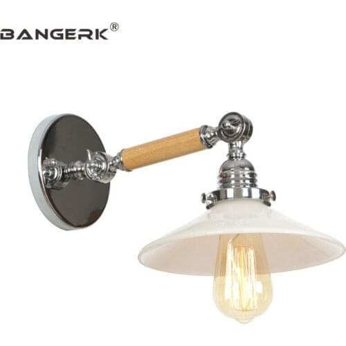 American Loft Style LED Wall Lamp Wood Glass Edison Industrial Vintage Flexible Sconce Wall Lights Bedside Home Decor Lighting