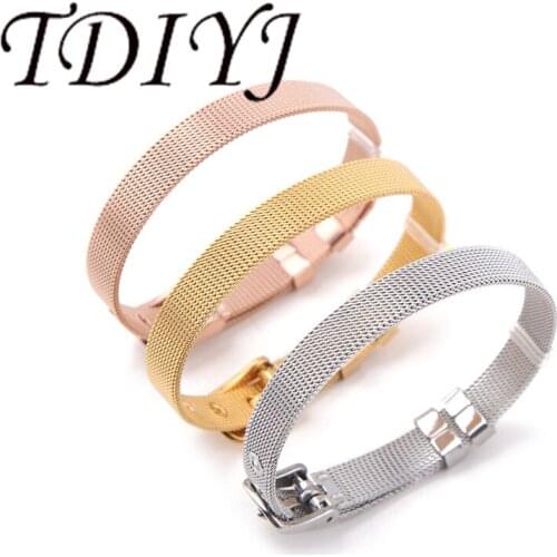 TDIYJ Keys 21CM Stainless Steel Mesh Bracelet For 8MM Silde Charms Single Band 12Pcs/lot
