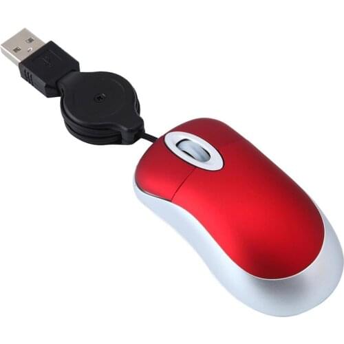 USB Wired Mini Mouse with Retractable Cable, Small Optical Mouse , E-Element Portable Travel Mice, Black for W indows