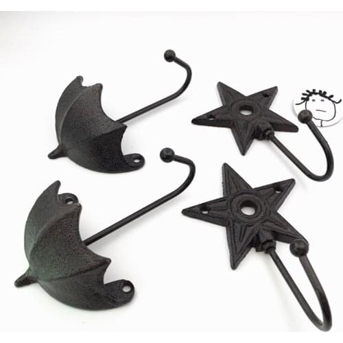 LCH Vintage Rusty Iron Umbrella Star Eiffel Tower Cloth hook Cabinet Pull Door hardware Outdoor Hook Ancient Style Clothes Hook