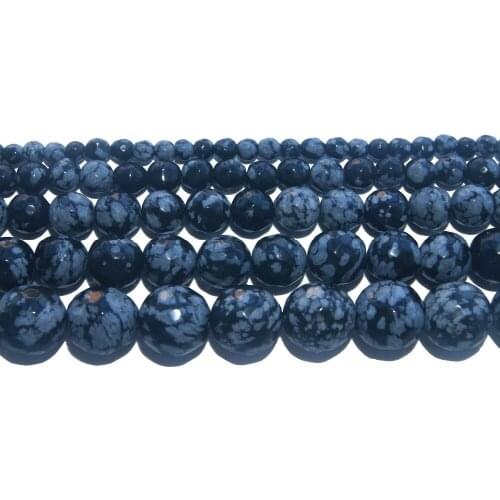 Faceted Natural Stone Snowflake Obsidian Beads 4 6 8 10 12 MM Pick Size For Jewelry Making Charm DIY Bracelet Necklace Material