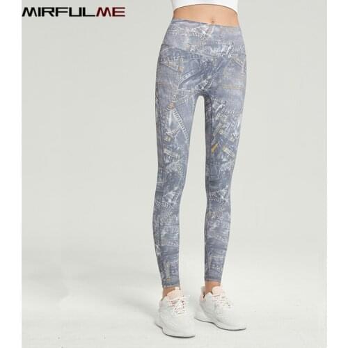 Women Printed Sport Leggings High Waist Tummy Contol Yoga Pant Girls Elastic Gym Workout Tights Soft Running Sweatpants Slimming